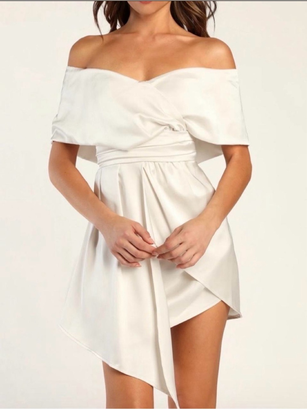 Lulu's Champagne Satin Wrap Dress
